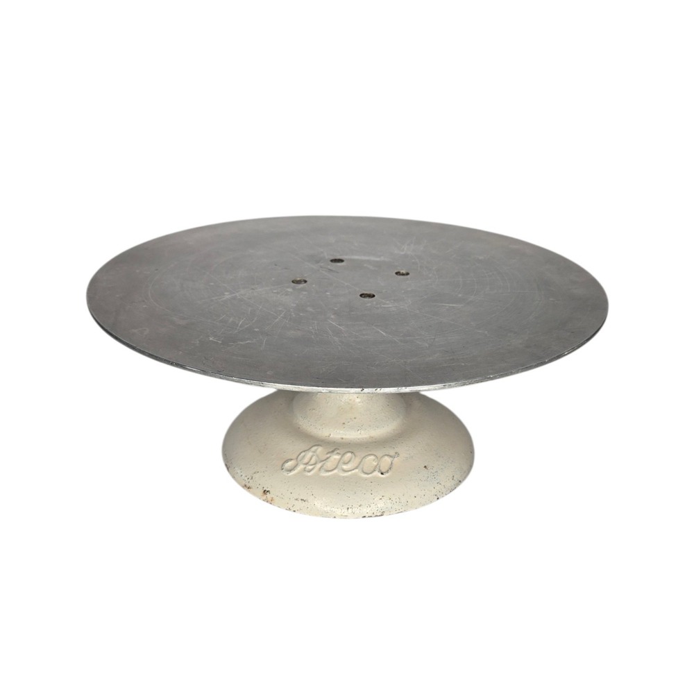 VTG ATECO 612 12" Revolving Cake Decorating Stand Cast Iron Base Aluminum Top